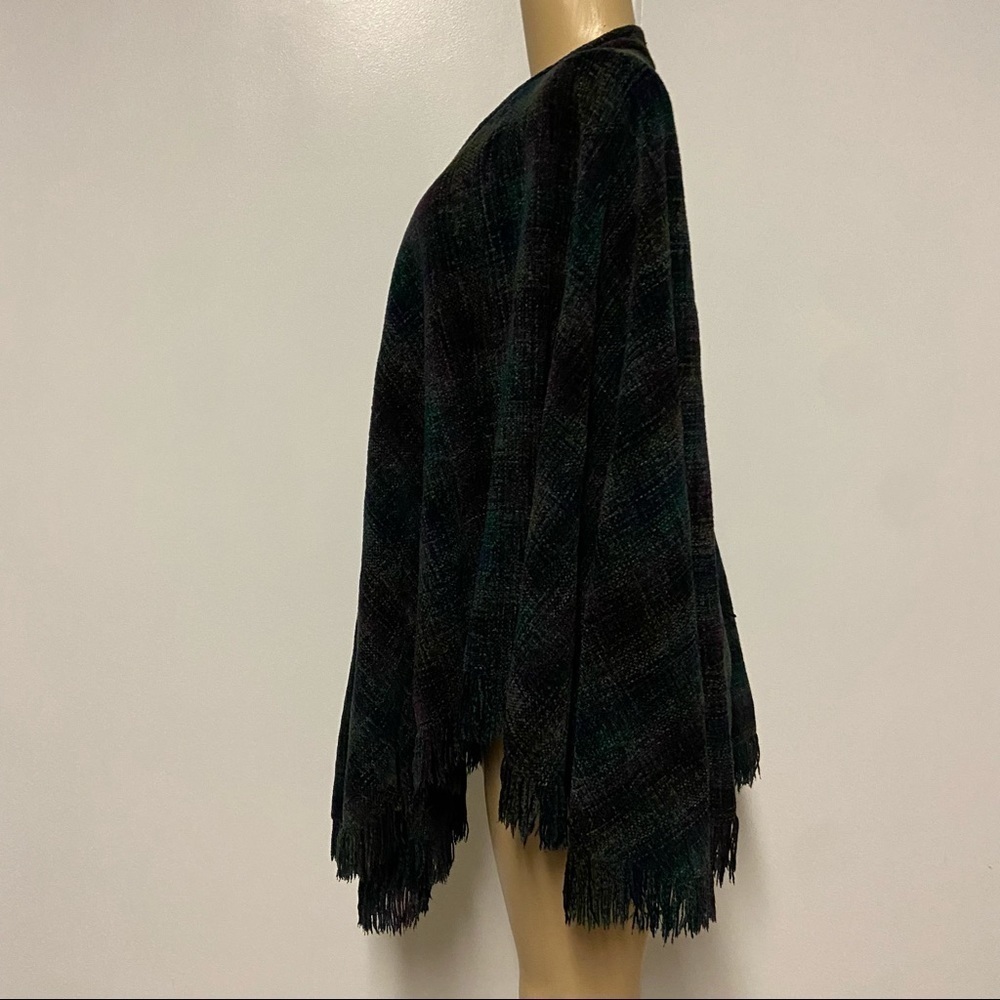 BLARNEY WOOLLEN MILLS plaid open front Cape O/S - Picture 6 of 8